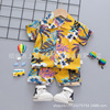 Children's cotton shirt for boys, summer shorts, set, with short sleeve