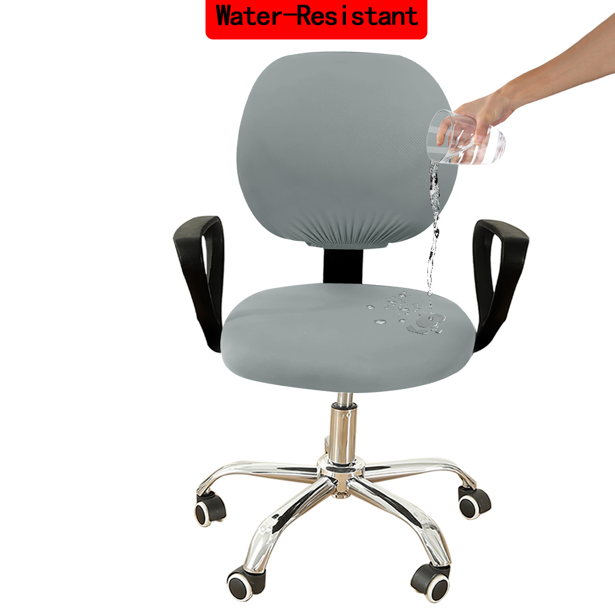 Nuevo transfronterizo 75D seda de leche impermeable separación cubierta de silla de oficina de color sólido cubierta de silla giratoria elástica de computadora TEMU