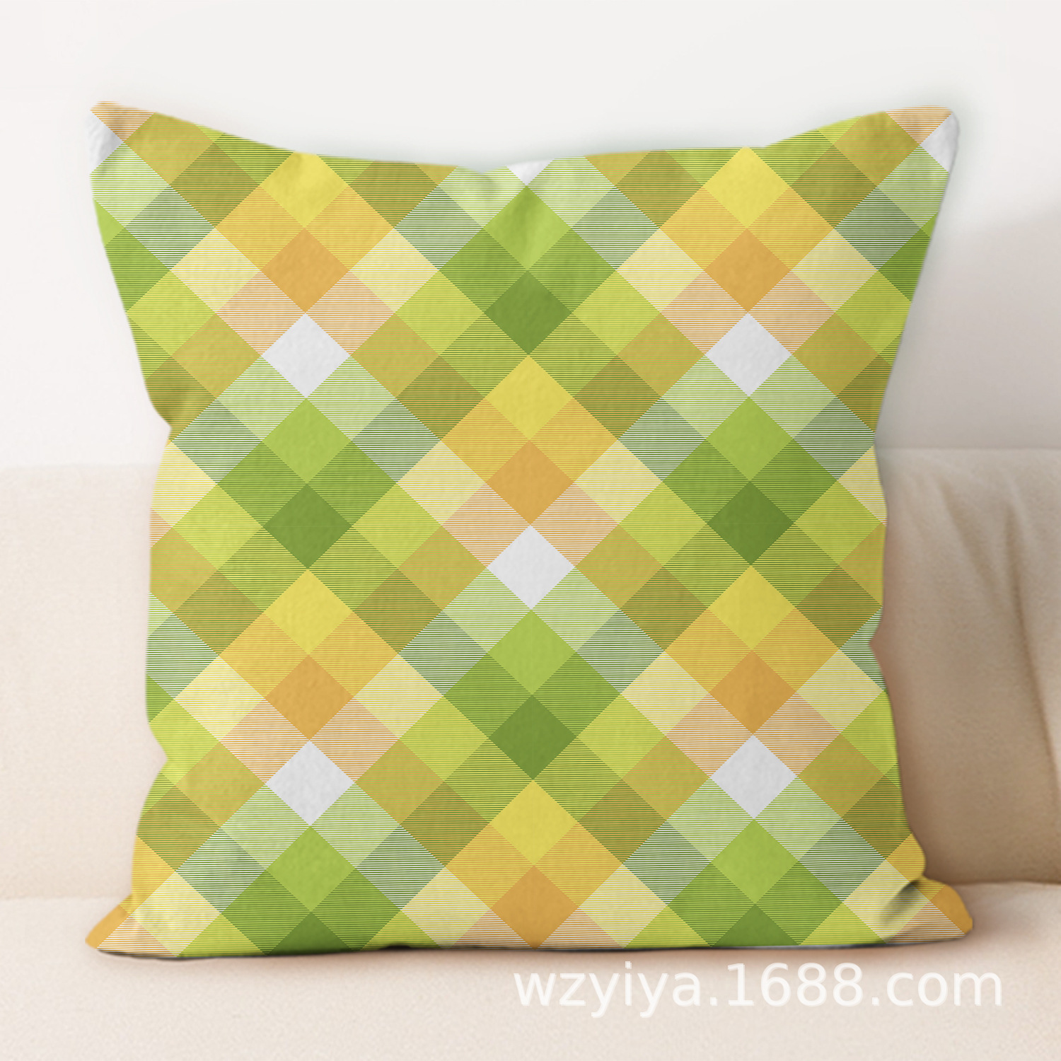 Simple amarillo verde abraza almohada nueva decoración cuadrada moderna sala de estar almohada de almuerzo de oficina almohada de protección de cintura