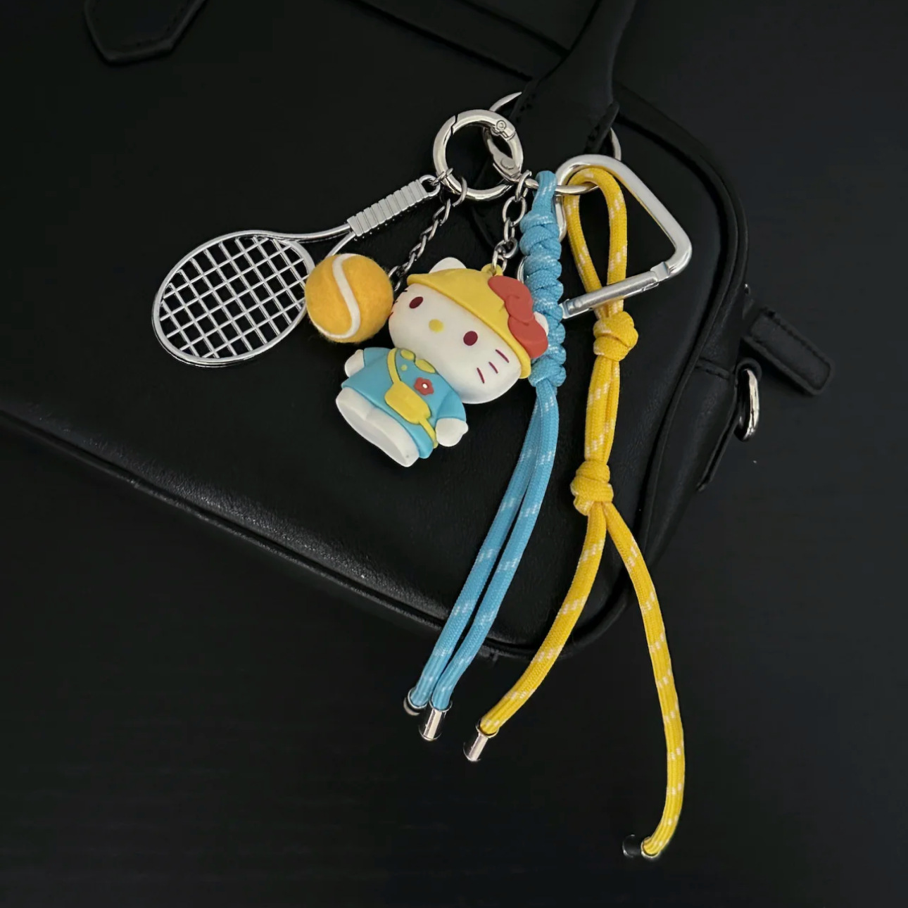 Cartoon kt tennis blue and yellow rope m style pendant