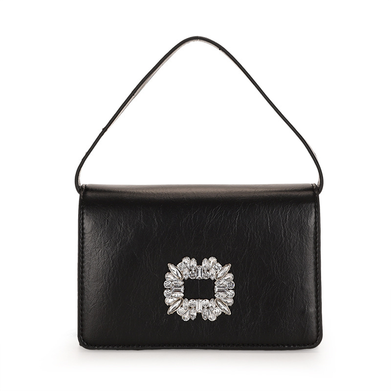 Bolso bandolera transfronterizo para niñas, sentido avanzado, nuevo bolso cuadrado pequeño de un solo hombro de cadena simple, bolso con cerradura de diamante brillante de moda