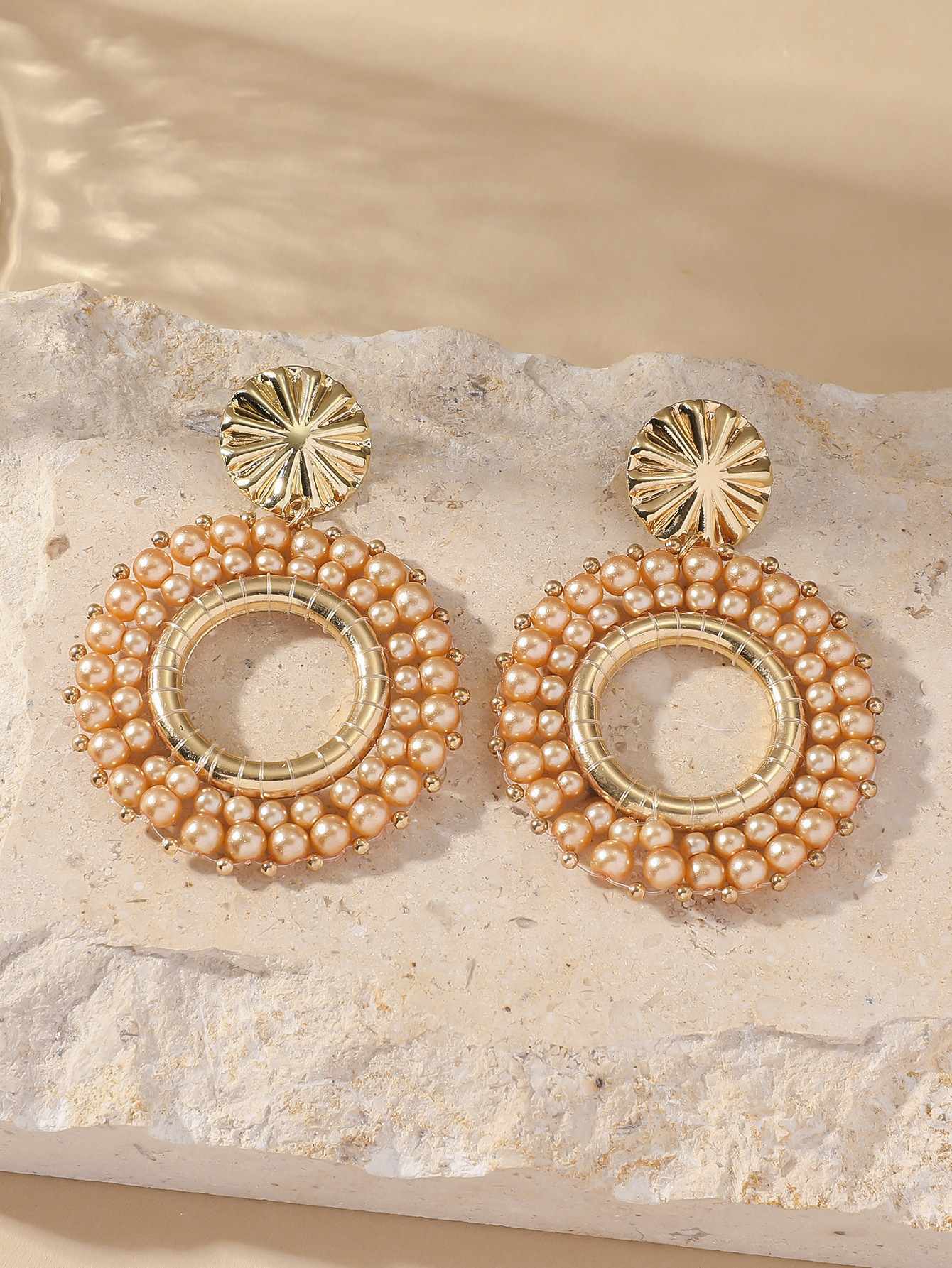 1 Pair Modern Style Round Beaded Imitation Pearl Drop Earrings display picture 5