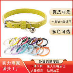 工場卸売り猫犬ペット首輪鈴純色本革牛革アマゾンクロスボーダー人形博美マフラー