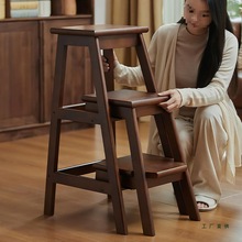 实木梯凳梯子凳子两用步梯家用多功能折叠三步梯花架加厚楼梯爬梯