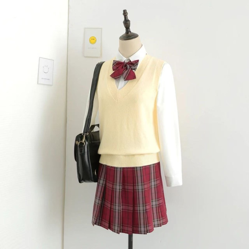 JK 制服セーターカーディガン卸売ベーシックジャケット女性の秋と冬のカレッジスタイルニットセータージャケット V ネック|undefined