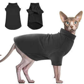 亚马逊跨境爆款高领无毛猫衬衫 柔软温暖的猫咪衣服  宠物睡衣