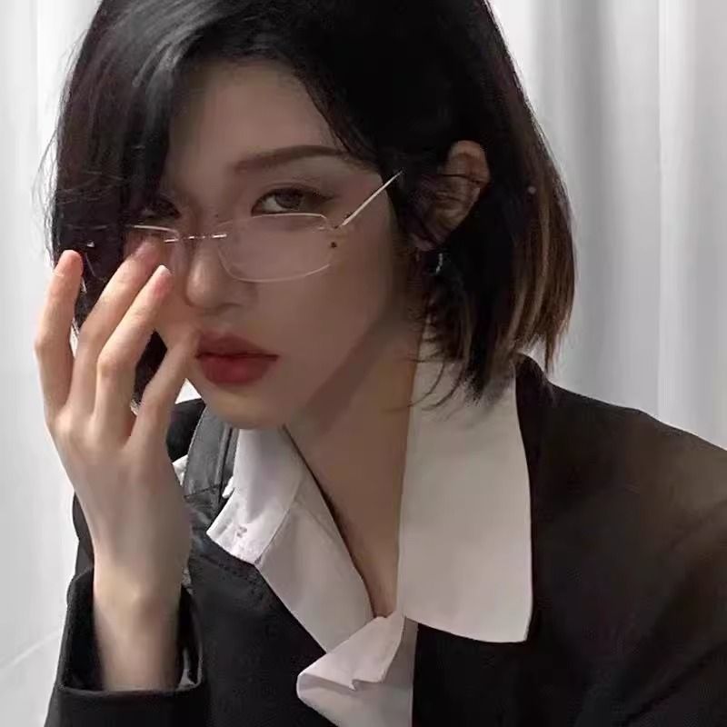 网红无框眼镜近视镜可配有度数纯欲金丝小框无边框超轻眼睛架男女|undefined