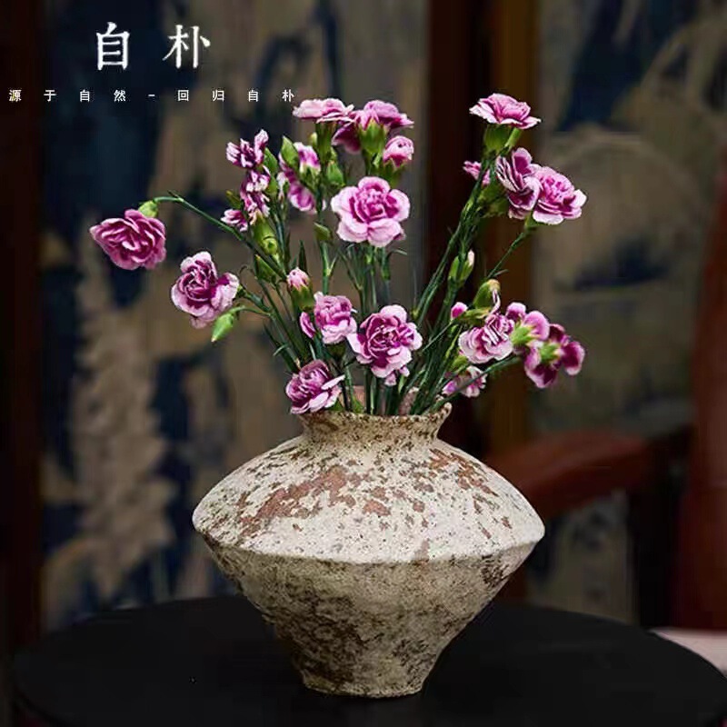 Small Flower Pottery Stoneware Flower Pot Wabi-Sabi Style Retro Vase Pot Jingdezhen Pottery B&B Hotel Soft Decoration Tea Room Zen Style Small Flower Pottery Stoneware Flower Pot Wabi-Sabi Style Retro Vase Pot Jingdezhen Pottery B&B Hotel Soft Decoration Tea Room Zen Style
