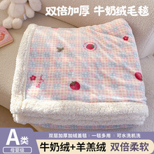 加厚牛奶绒盖毯外贸保暖羊羔绒毛毯双层多功能午睡毯儿童小毯子