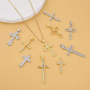 Cross-Border Style Retro Personality Popular Clavicle Chain Copper Plated Real Gold Niche Design Virgin Mary Cross Necklace for Women