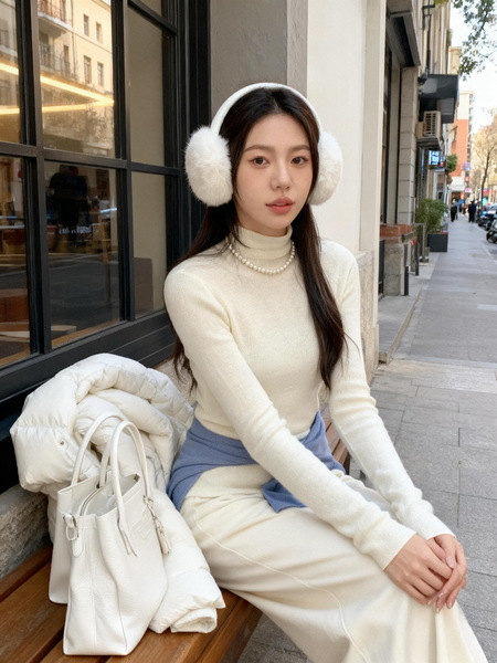 韩系高级感羊毛打底衫半高领毛衣女高端修身秋冬打底衫套头针织衫