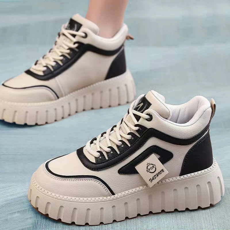 High-top Platform Winter Sneakers, Fleece-Lined Thick Sole, Women's Sizes 36–40