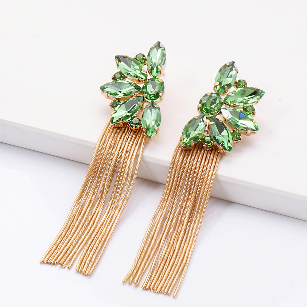 Korean Fashion Style New Diamond Flower Tassel Earrings display picture 9