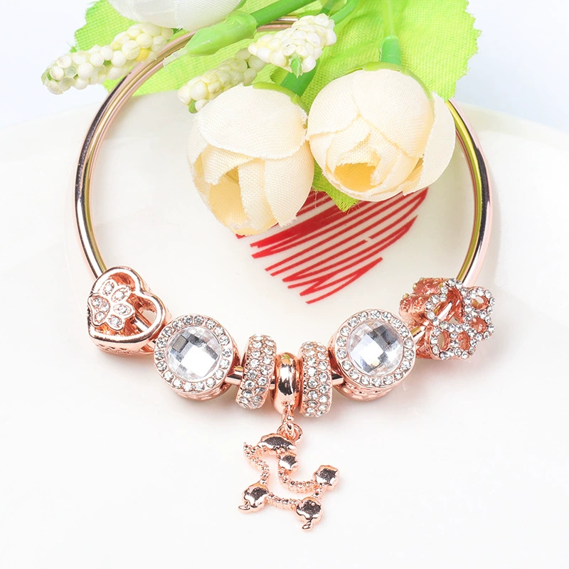 Golden cute pendant, beaded bracelet, pink gold, cat's eye