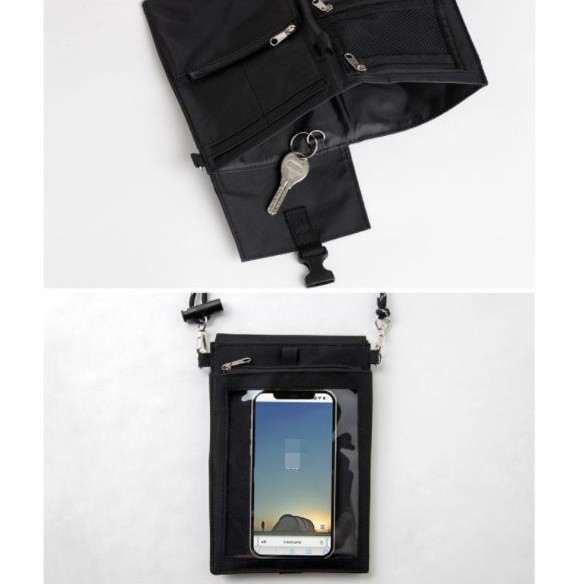 Revista japonesa Apéndice bolsa de alta calidad de la superficie de tela Oxford impermeable tratamiento crossbody BOLSA DE TELÉFONO MÓVIL bolsa