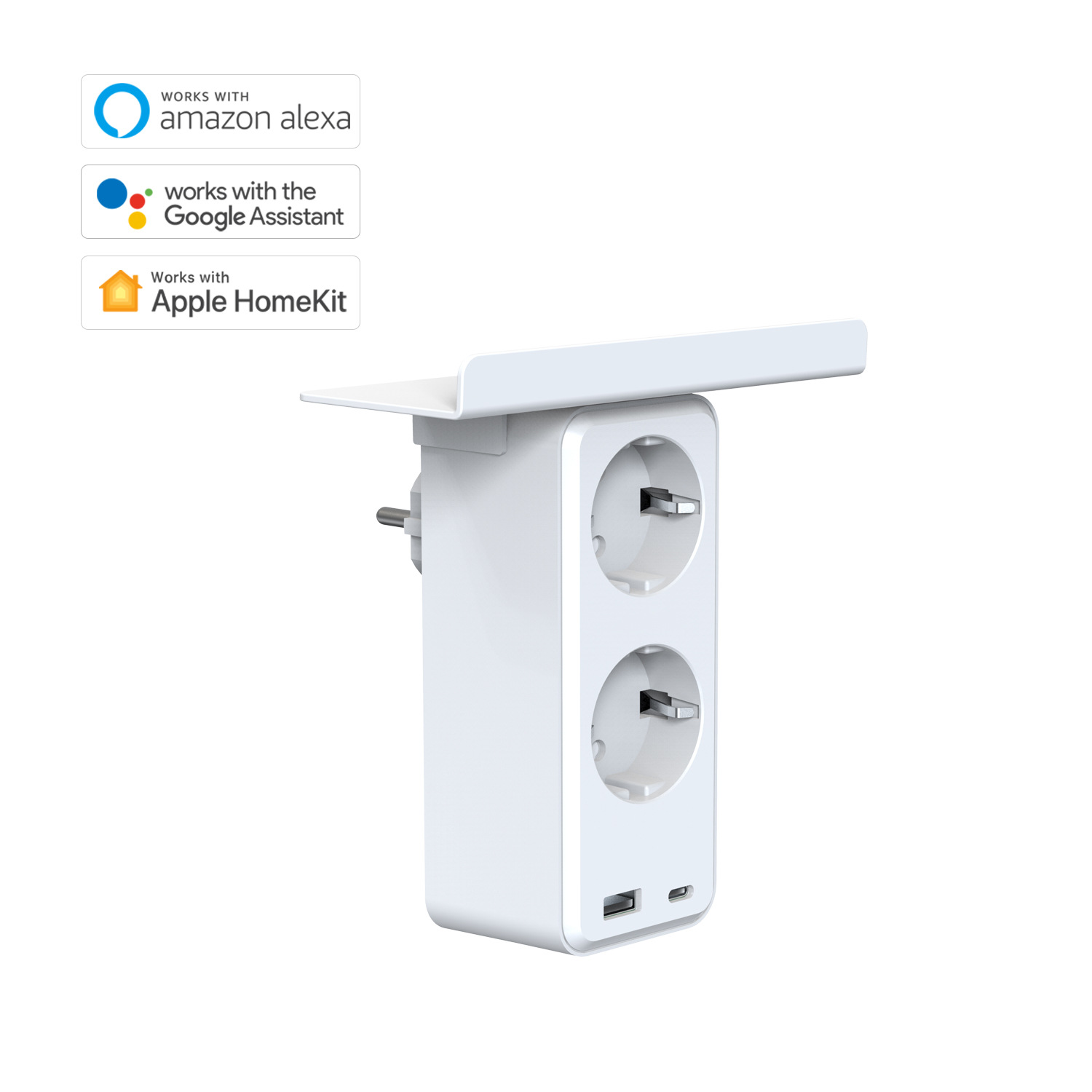 European gauge intelligent multi-function type c socket Homekit tray bracket socket Tuya USB fast charging and discharging plug