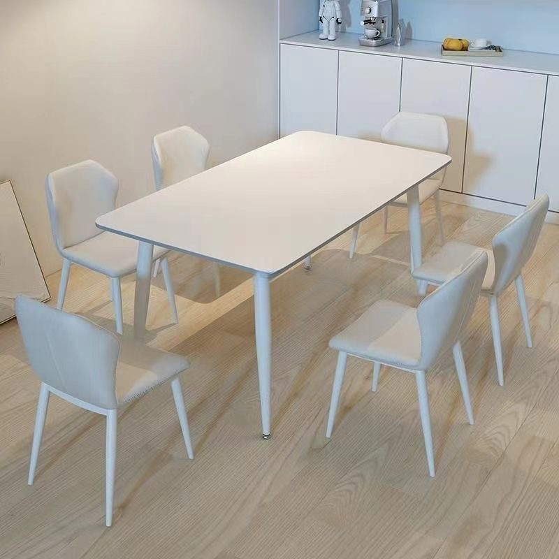 Solid Color Slate Dining Table and Chair Combination for Home Use, Light Luxury Modern Minimalist Small Apartment Trendy Dining Table, Italian Minimalist Table
