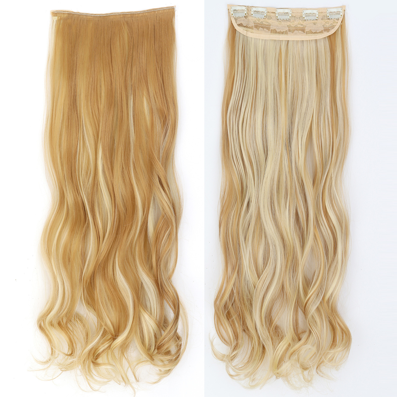 80 cm de extensión de pelo de peluca cinco tarjetas de una pieza de cabello de fibra química de cabello de alta temperatura cabello de cabello largo rizado