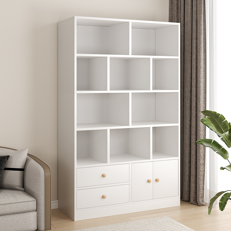 Estante de libros doméstico sala de estar Gabinete de exhibición Gabinete multicapa Gabinete de almacenamiento de librería de combinación libre con estante de puerta Closer