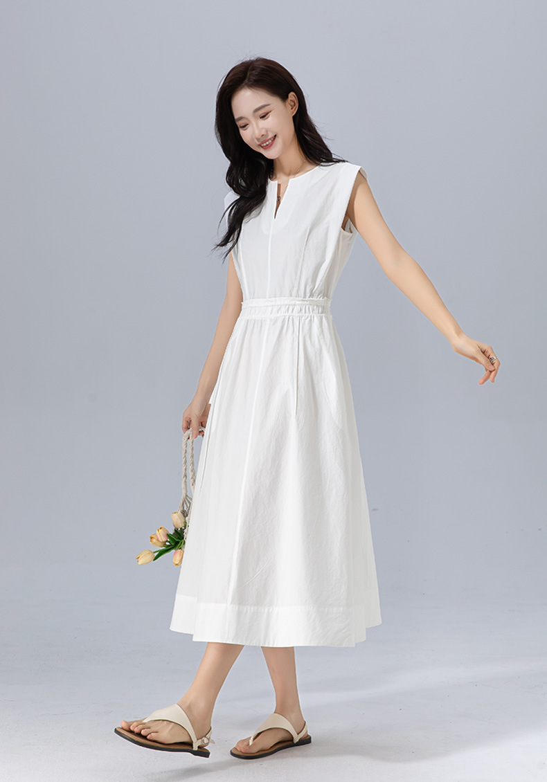 Đầm maxi nữ thắt eo cotton trắng dáng suông mát mẻ — màu sắc chi tiết 22