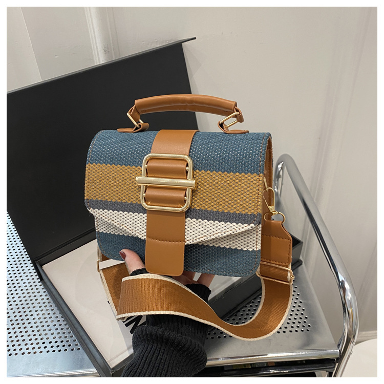 337g Weight Polyester Lining Material Sewing Thread Fashion Element Magnetic Buckle, Flip Cover Closure Type Top Handle, Sling Strap Strap Type Crossbody Bag Bags Type Casual, Daily, Shopping Occasion Pu Leather Material Stripe Pattern All Seasons Season Women's Gender Classic Style Style Square Shape Women's Pu Leather Stripe Classic Style Sewing Thread Square Magnetic Buckle Flip Cover Crossbody Bag 14