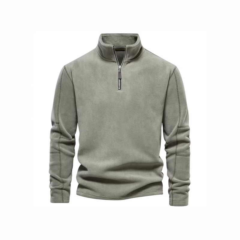 Men's Autumn and Winter Stand-Up Collar Half-Zip Long-Sleeved Sweatshirt, Trendy and Versatile Men's Polar Fleece Top 400g Polar Fleece