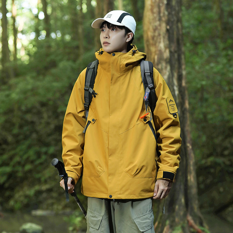 山系户外冲锋衣男防风防泼水两件套加绒加厚登山服女夹克连帽外套|undefined