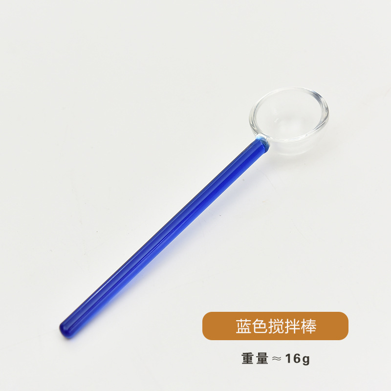 Cuchara de postre de leche creativa color transparente cuchara de vidrio resistente a altas temperaturas cuchara de varilla de agitación de café de mango largo de color alto