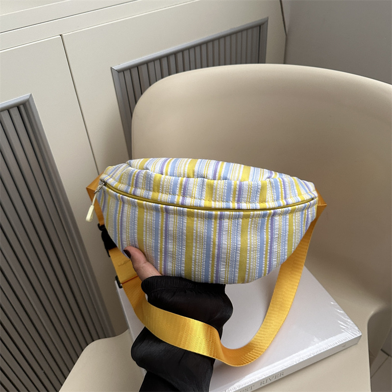 Bolso de cintura a rayas verticales japonesas inns lindos, frescos y simples, bolso de mochila, bolso de pecho para chicas