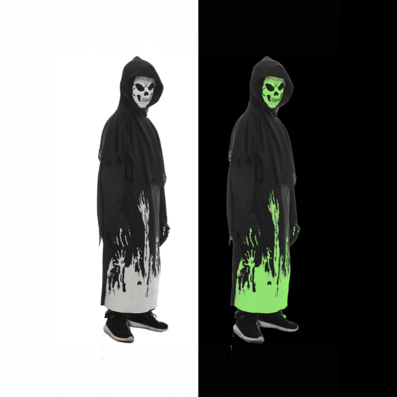 ハロウィン発光死神ヨーロッパとアメリカスタイルのアメリカンヴァンパイア服ドレスアップ発光黒ローブ死神鎌服|undefined