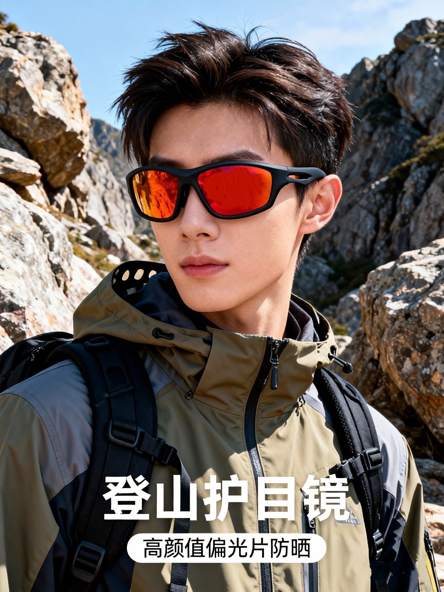 新款欧美偏光太阳镜男女户外骑行运动登山护目镜防紫外线雪山墨镜