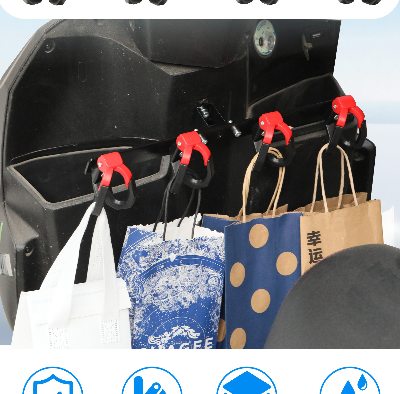 High Load-Bearing Anti-Falling Closed Hook for Delivery, Meal Hanging Hook, Milk Tea Hook, Front-Mounted Food Delivery Hook with Additional Fixing