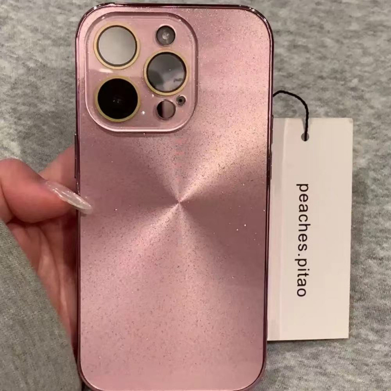 ins简约极光细闪粉纯色适用iPhone16promax苹果15手机壳14全包13|undefined