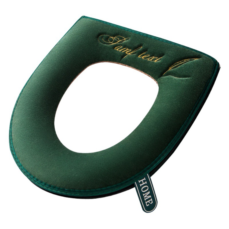 Estilo nórdico cojín del asiento del inodoro con mango pegajoso hebilla cremallera cojín cubierta del inodoro patrón bordado cubierta del inodoro