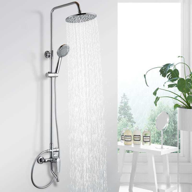 九牧王全铜淋浴花洒套装浴霸家用浴室银色全套增压淋雨喷头入墙式