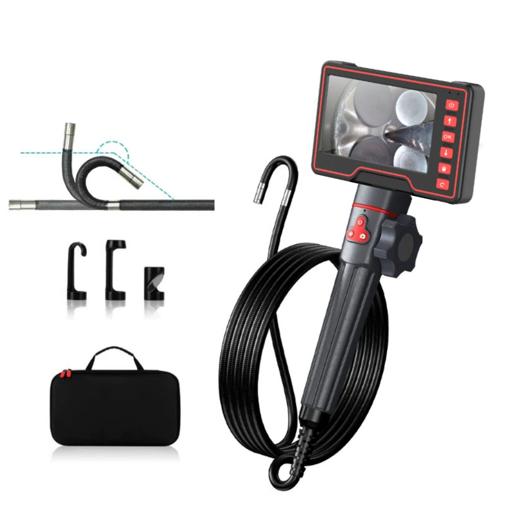 Двунаправленная вращающаяся на 180 ° линза 6,0 мм сверхпрозрачный новый промышленный эндоскоп 4,3-дюймовый экран Обнаружение труб