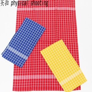Cross-border wholesale foreign trade for thick absorbent square stripe printing cotton tea towel tea cloth manufacturers straight hair
