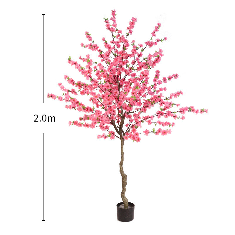 桃の花の偽の木の盆栽の客間の装飾の桃の木の着地の花の室内の木の偽のプラスチックの植物の景観の木をシミュレーションします。|undefined