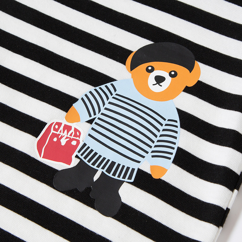2025 nueva camiseta de manga larga para niños con dibujos de oso para niños, camisa de fondo con cuello redondo de algodón puro, ropa para niños, envío directo