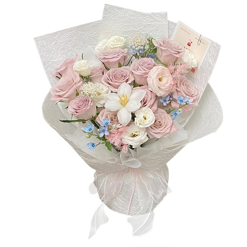 Papel para envolver ramos de flores, materiales para envolver regalos, papel hecho a mano con estampado de piedra estilo coreano con tinta de efecto flotante, papel crepé texturizado.