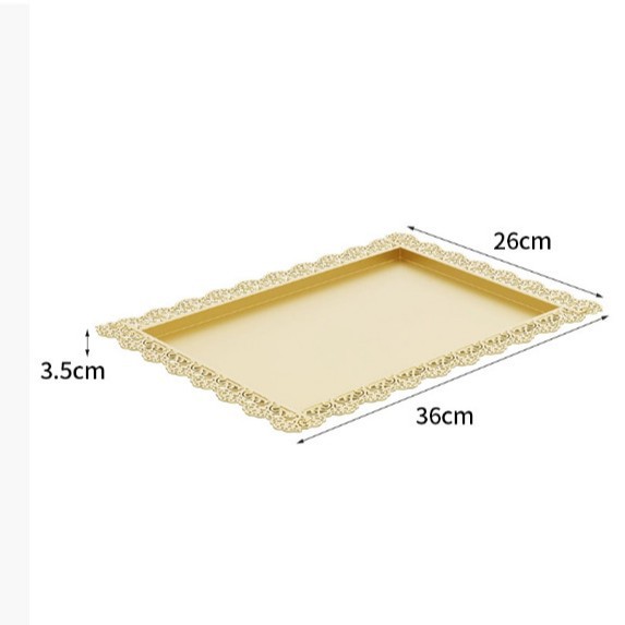 Transfronterizos de hierro forjado pastel plato de postre plato cuadrado plato europeo plato rectangular plato de punto occidental plato de té de encaje blanco