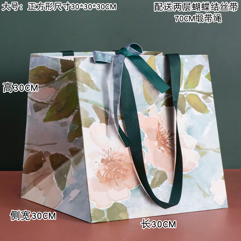 Más tamaño cuadrado bolsa de regalo de vacaciones flor bolso de regalo de cumpleaños bolsa de pastel de hornear bolsa de regalo