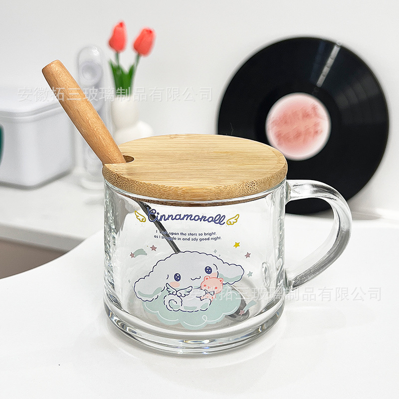 Taza de leche con tapa Taza de pajita Calefacción doméstica con cuchara Taza de impresión linda Taza de desayuno INS Taza de avena Estilo ins
