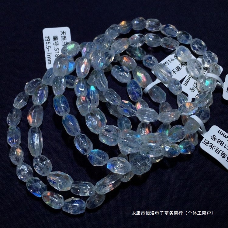 天然冰种马岛月光石玻璃体刻面随形手链彩月光石彩虹光手串惜洛|undefined