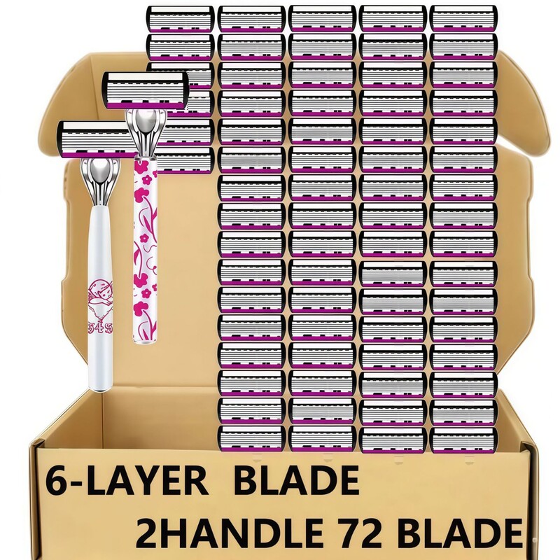 Women's Hair Removal Razor, Stainless Steel Six-Layer Blade, Private Area, Underarm, Leg Hair Remover, Cross-Border Wholesale