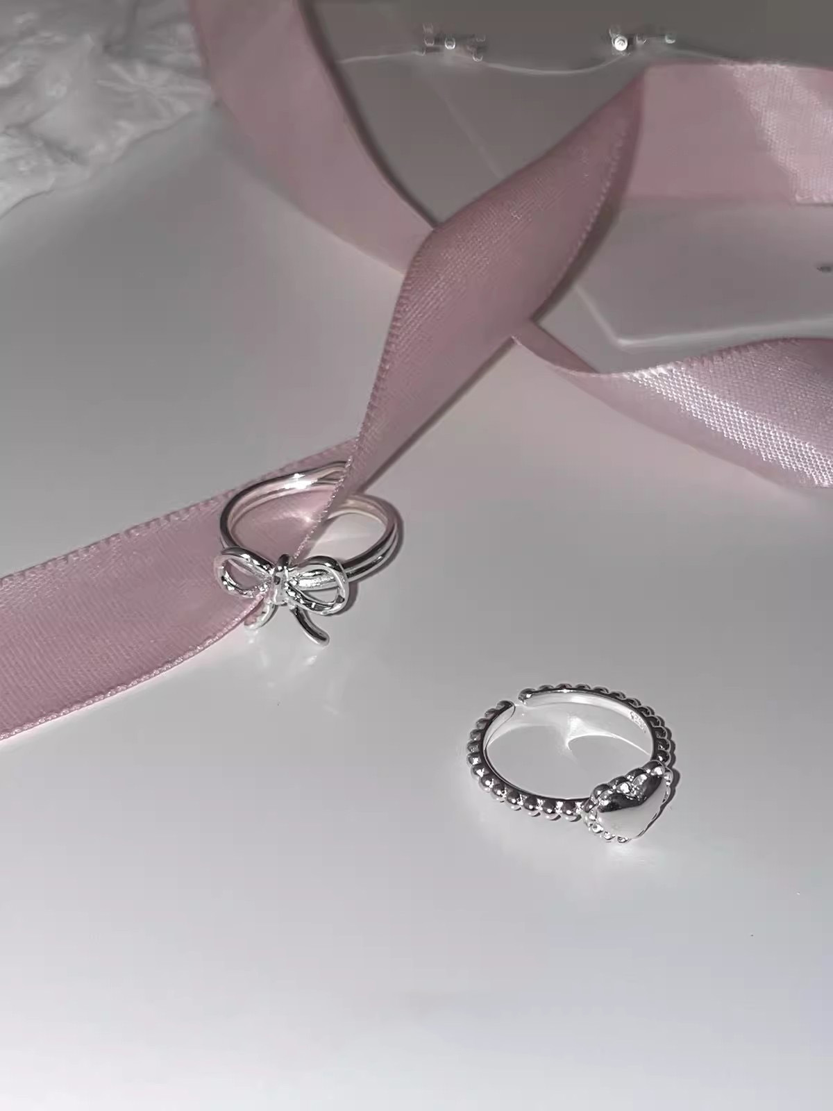 5g Weight Open Rings Classification Adjustable Ring Size 1 Piece Quantity Daily Occasion 925 Sterling Silver Material Heart Shape Pattern Women's Gender Polishing Design Sweet, IG Style Style 925 Sterling Silver Heart Shape Open Rings 12