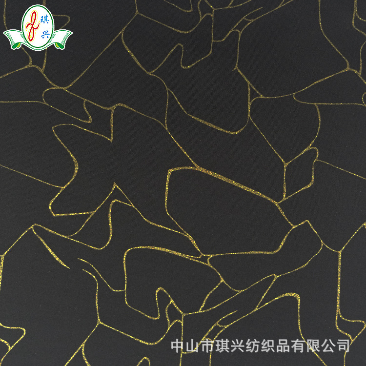 厂供锦氨几何烫金针织面料锦氨尼龙针织弹力冰丝面料OEKO-TEX泳装