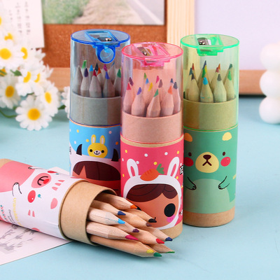 Korea cartoon 12 Color pencil wholesale pupil Fine Arts Practice Coloring With a pen Pencil sharpener wholesale