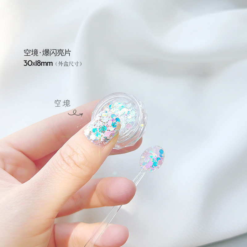 Internet celebridad nuevo clavo ultra-delgada flor de cerezo verde mariposa láser lentejuelas brillo gradiente mezclado joyería de uñas