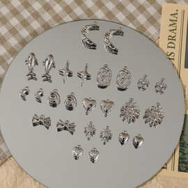 清冷韩系玫瑰月亮星星合金吊坠 手工diy手串手链项链材料饰品配件